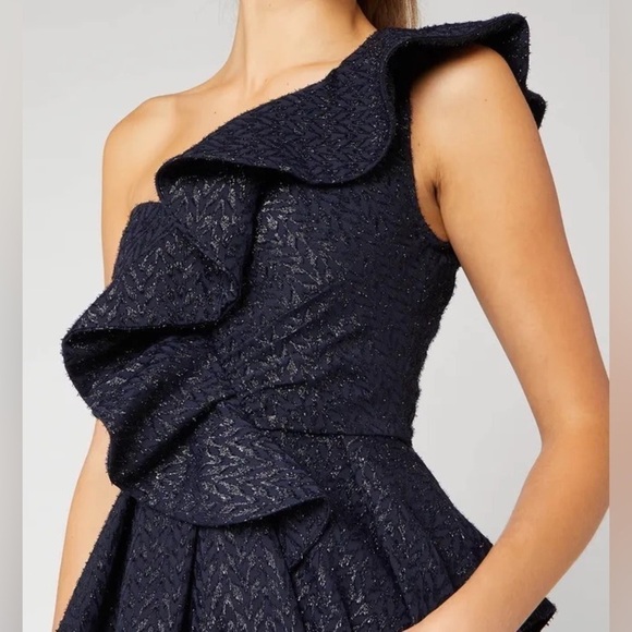 NWT Self-Portrait Ruffled Metallic Fil Coupe Top XS - Picture 3 of 12